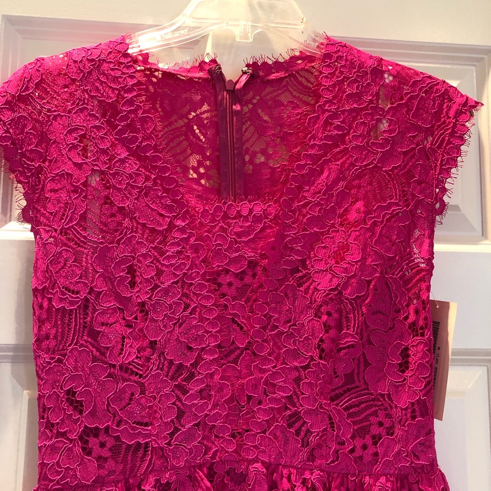 NWT Hot Pink Fit & Flare Lace Shoshanna Dress sz 0 - Picture 4 of 7